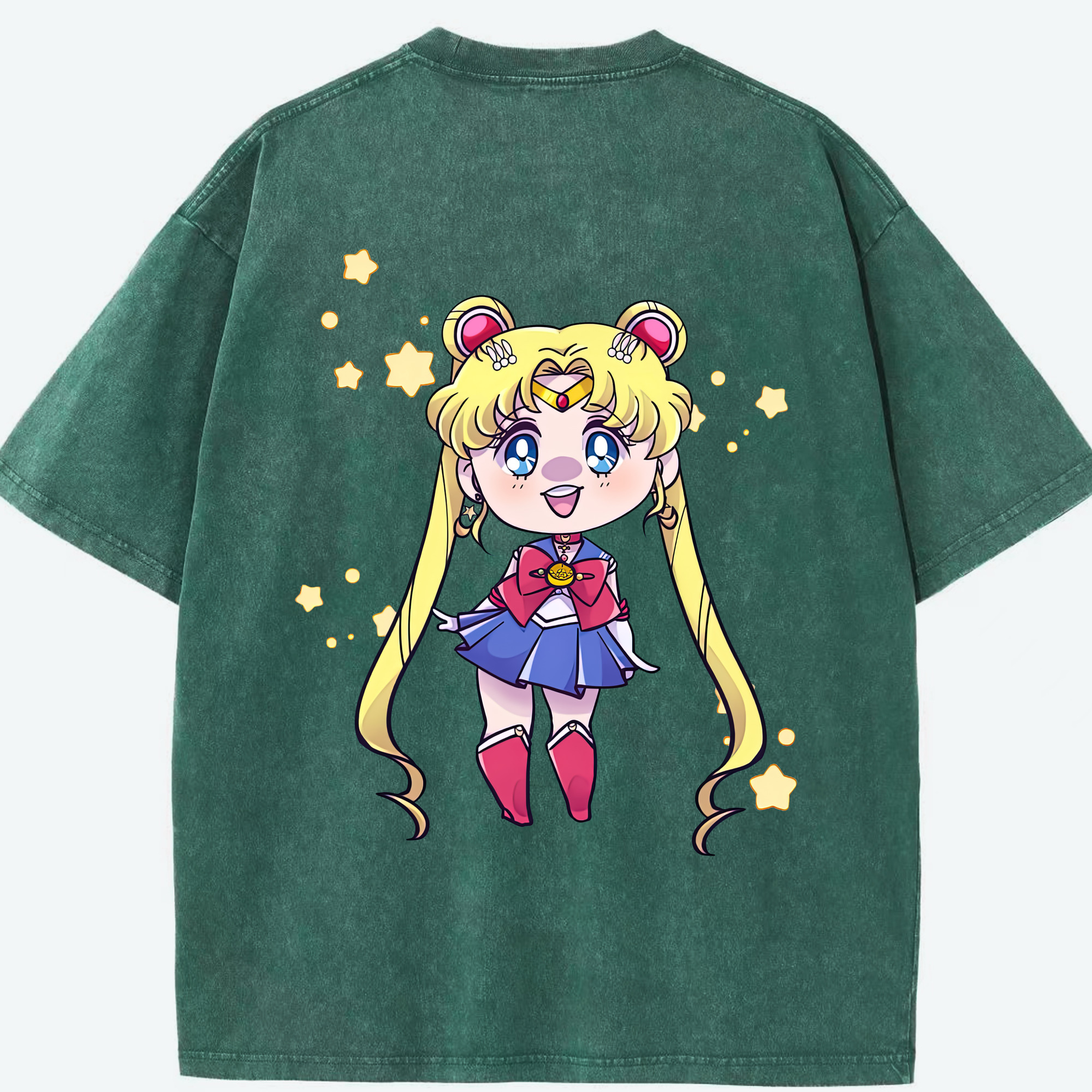 （画像用） 美少女戦士セーラームーン 月野 うさぎ つきの うさぎ Sailor Moon Tsukino Usagi 綿100% ヴィンテージ風 半袖Tシャツ（背面プリント）